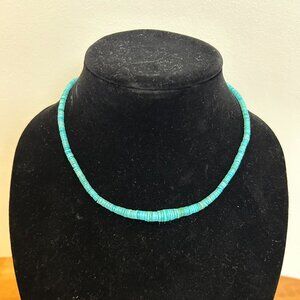 Turquoise necklace with sterling silver clasp 16"
